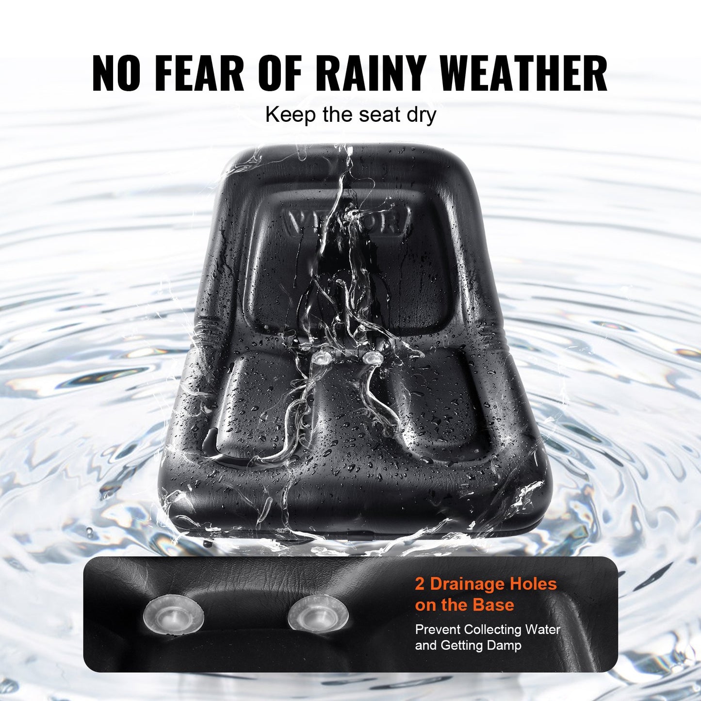 Universal Tracor Seat, Lawn Mower Seat with Micro Switch and Drainage Holes, 6.3-13.4 inch Extended Slot Tractor Seat for Tractor Loader Excavator