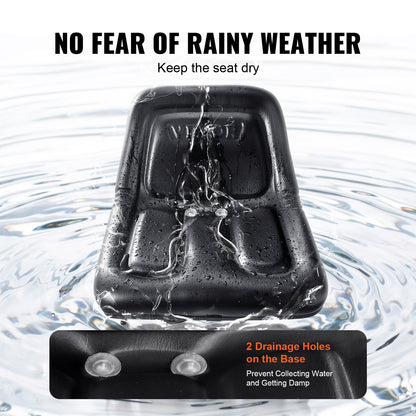 Universal Tracor Seat, Lawn Mower Seat with Micro Switch and Drainage Holes, 6.3-13.4 inch Extended Slot Tractor Seat for Tractor Loader Excavator