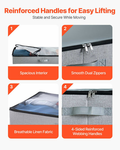 Förvaring under sängen med genomskinliga lock, 850 x 430 x 120 mm, 45 liter stora klädförvaringsbehållare under sängen, lågprofilerade lådor för skoorganisering under sängen, för filtsko i sovrummet, 2-pack