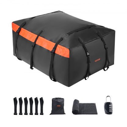 Car Rooftop Cargo Carrier Bag, 23 Cubic Feet Roof Cargo Carrier, Heavy Duty 840D PVC 100% Waterproof Car Roof Luggage Bag for All Vehicle with/without Rack- with Lock, Anti-Slip Mat, 6 Door Hook