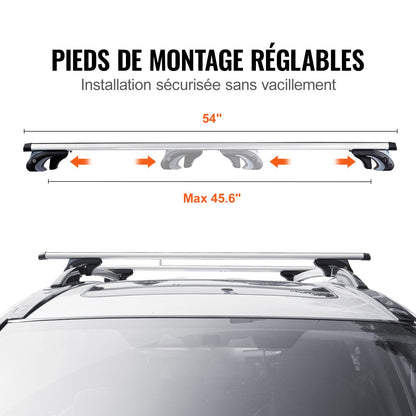 Universal Roof Rack Cross Bars, 137.2cm Aluminum Roof Rack Crossbars, Fit Existing Raised Side Rail with Gap, 90.7kg Load Capacity, Adjustable Crossbars with Locks, for SUVs, Sedans, and Vans