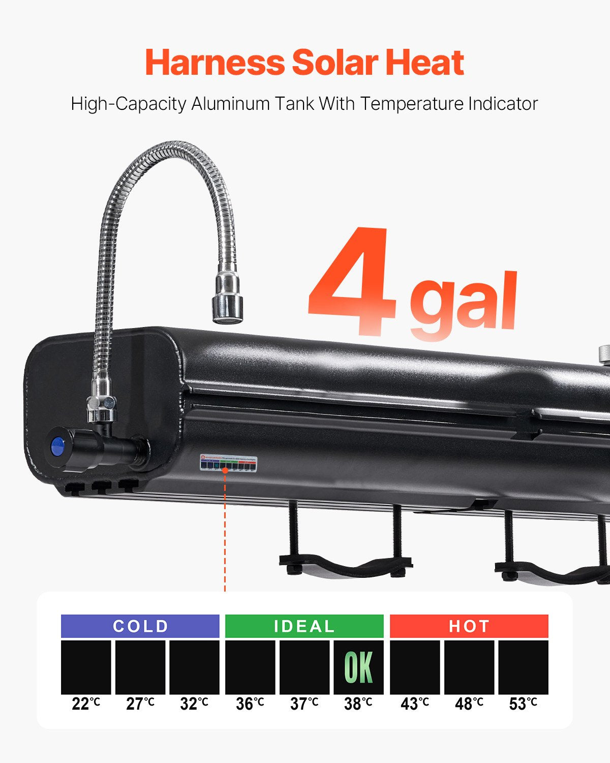 Roof Rack Water Tank, 4 Gal, Multi-Dispensing Outdoor Tank with 2 Splash-Guard Panels & T-slot, High-Capacity Aluminum Tank with Pressurization Port, Fit for Trunks, Roll Bars, Crossbars