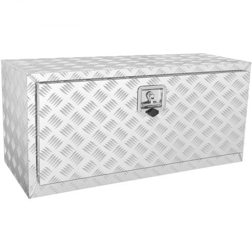 Underbody Truck Box, 914 x 430 x 460 mm Pickup Storage Box, Heavy Duty Aluminum Diamond Plate Tool Box with Lock and Keys, Waterproof Trailer Storage Box with T-Handle Latch for Truck, Van, Trailer
