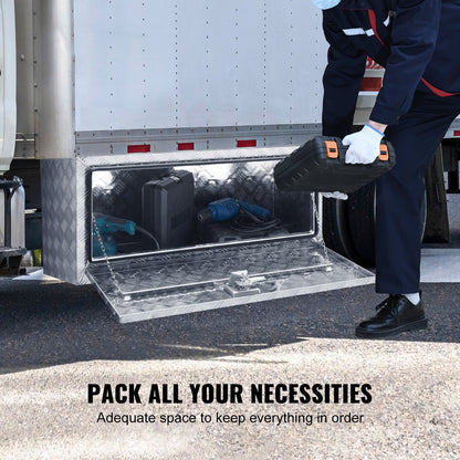 Underrede för lastbil, 914 x 430 x 460 mm förvaringslåda för pickuper, kraftig verktygslåda i diamantplåt i aluminium med lås och nycklar, vattentät förvaringslåda för släpvagn med T-handtag för lastbil, skåpbil, släpvagn