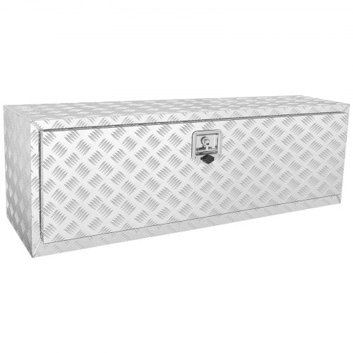 Underbody Truck Box, 1219 x 430 x 460 mm Pickup Storage Box, Heavy Duty Aluminum Diamond Plate Tool Box with Lock and Keys, Waterproof Trailer Storage Box with T-Handle Latch for Truck, Van, Trailer