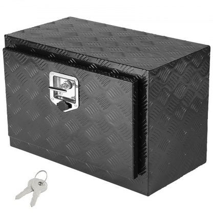 Underbody Truck Box, 24" x 17" x 18" Pickup Storage Box, Heavy Duty Aluminum Diamond Plate Tool Box with Lock and Keys, Waterproof Trailer Storage Box with T-Handle Latch for Truck, Van, Trailer