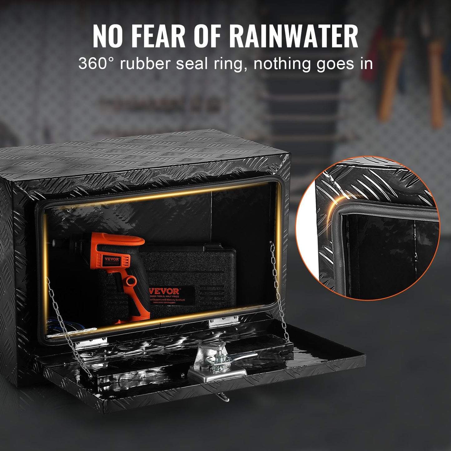 Underbody Truck Box, 24" x 17" x 18" Pickup Storage Box, Heavy Duty Aluminum Diamond Plate Tool Box with Lock and Keys, Waterproof Trailer Storage Box with T-Handle Latch for Truck, Van, Trailer