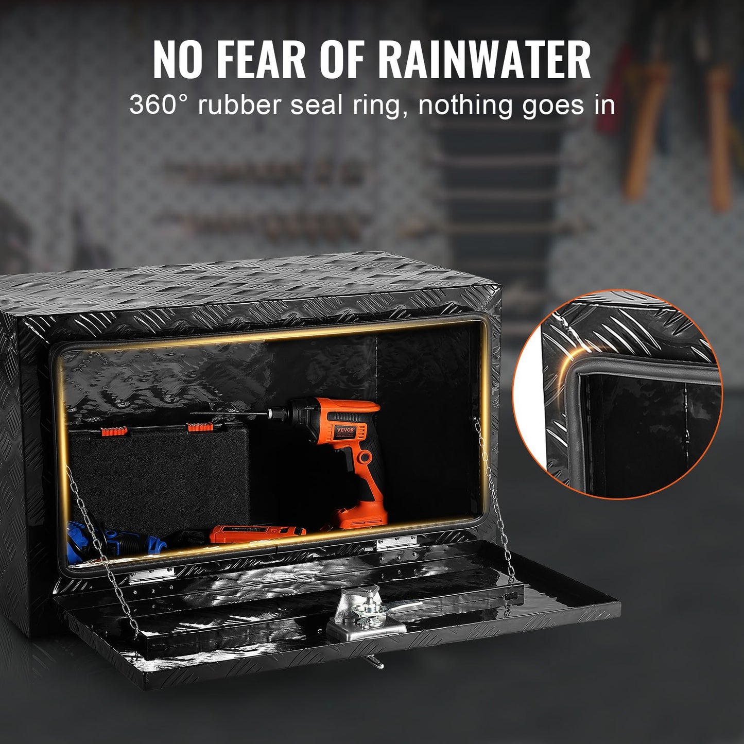 Underbody Truck Box, 36" x 14" x 16" Pickup Storage Box, Heavy Duty Aluminum Diamond Plate Tool Box with Lock and Keys, Waterproof Trailer Storage Box with T-Handle Latch for Truck, Van, Trailer