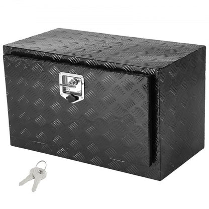 Underbody Truck Box, 36" x 17" x 18" Pickup Storage Box, Heavy Duty Aluminum Diamond Plate Tool Box with Lock and Keys, Waterproof Trailer Storage Box with T-Handle Latch for Truck, Van, Trailer