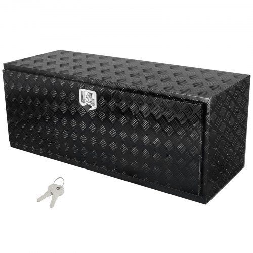 Underbody Truck Box, 60" x 24" x 24" Pickup Storage Box, Heavy Duty Aluminum Diamond Plate Tool Box with Lock and Keys, Waterproof Trailer Storage Box with T-Handle Latch for Truck, Van, Trailer