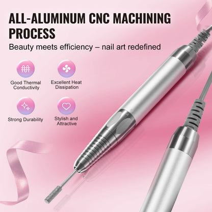 Electric Cordless Nail Drill - with High-Torque 35000RRM Brushless Motor, Rechargeable Nail E File Machine with 6 Bits & 50PCS Sanding Band for Acrylic Gel Nails, Portable Manicure Pedicure Tool