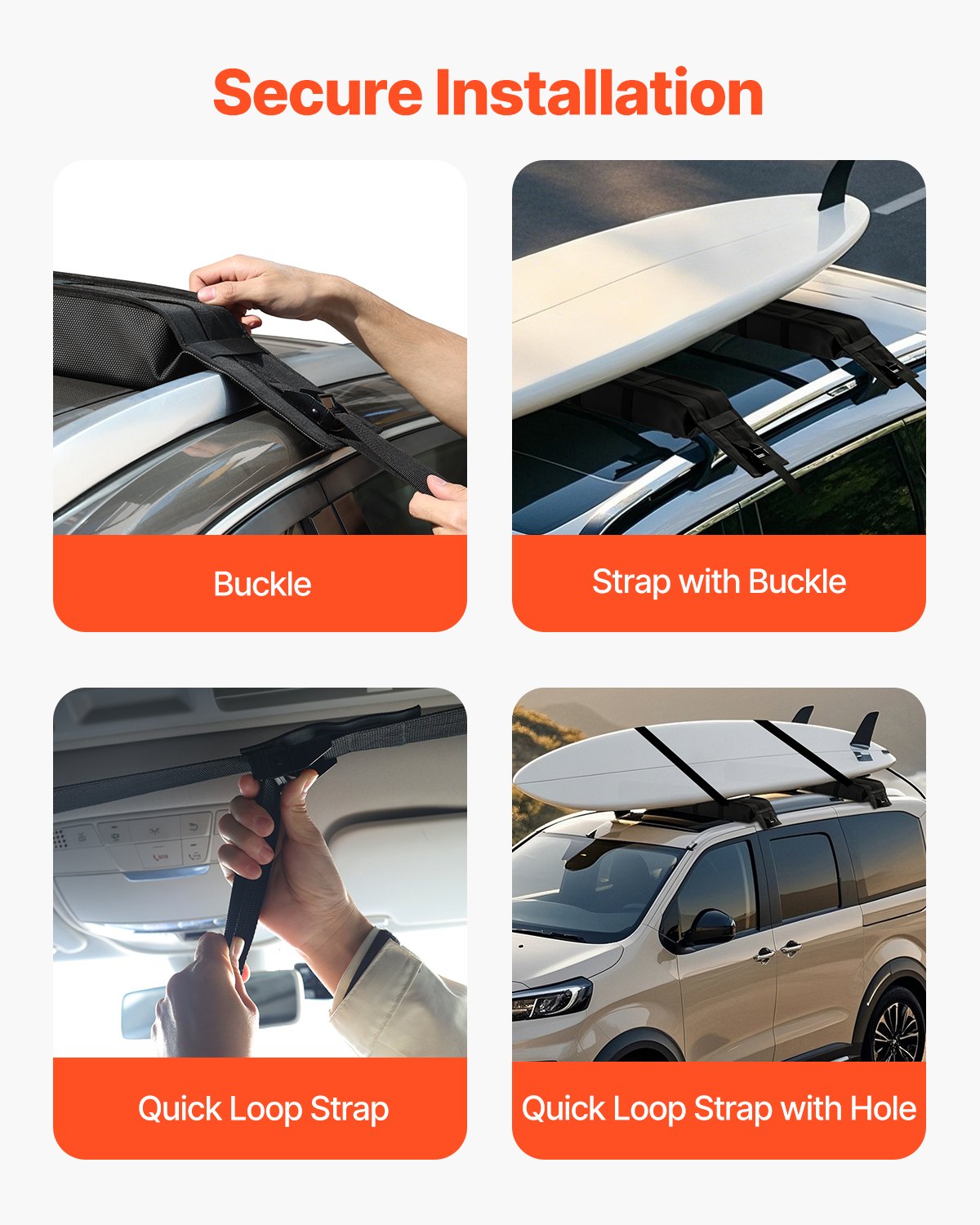 Mjuka takräcksdynor, 33-tums universal takräcksdyna för bil, 176 kg lastkapacitet för bagage, kajak, med 2 fästremmar och bärbar förvaringsväska för SUP, kanot, snowboard, paddelbräda