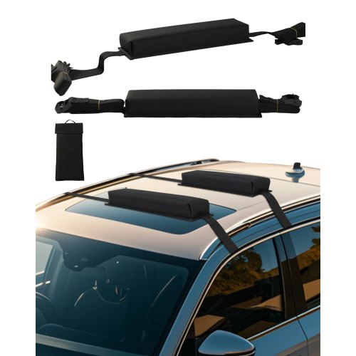 Soft Roof Rack Pads, 15.5-Inch Universal Car Roof Rack Pads, 176LBS Loading Capacity Luggage Kayak Carrier with Portable Storage Bag for SUP Canoe Snowboard Paddle Board Surfboard