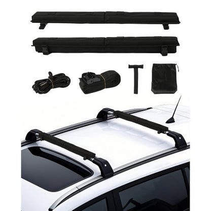 Soft Roof Rack Pads, 30" Universal Car Roof Rack Pad for Various Crossbars, 176LBS Loading Luggage Kayak Carrier with 2 Tie Down Straps, 2 Quick Loop Straps & Storage Bag for SUP Canoe Snowboard