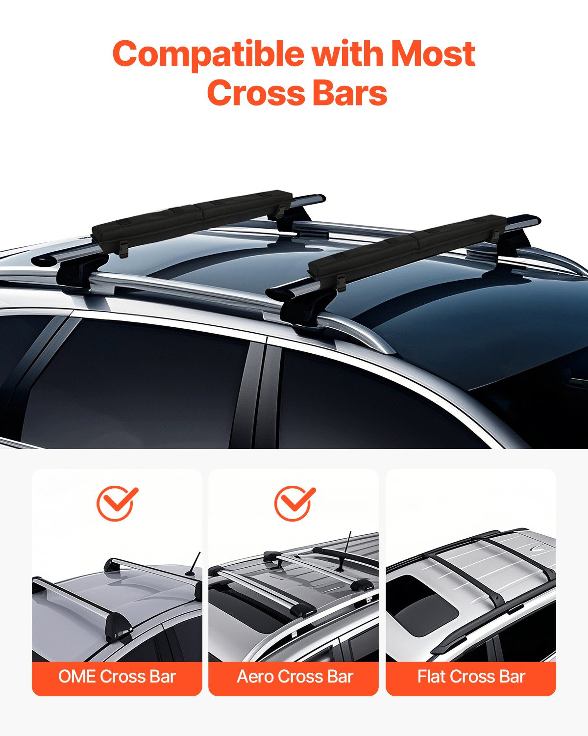 Soft Roof Rack Pads, 30" Universal Car Roof Rack Pad for Various Crossbars, 176LBS Loading Luggage Kayak Carrier with 2 Tie Down Straps, 2 Quick Loop Straps & Storage Bag for SUP Canoe Snowboard