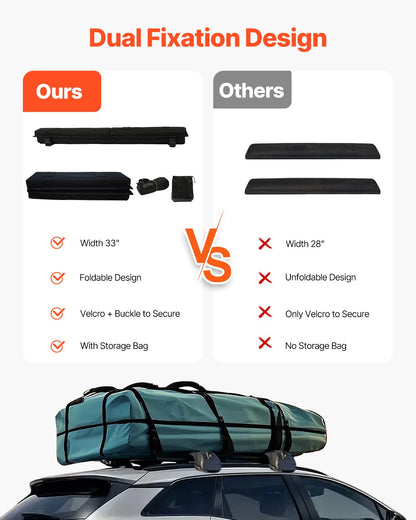 Soft Roof Rack Pads, 30" Universal Car Roof Rack Pad for Various Crossbars, 176LBS Loading Luggage Kayak Carrier with 2 Tie Down Straps, 2 Quick Loop Straps & Storage Bag for SUP Canoe Snowboard