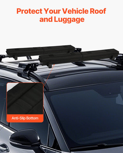 Soft Roof Rack Pads, 30" Universal Car Roof Rack Pad for Various Crossbars, 176LBS Loading Luggage Kayak Carrier with 2 Tie Down Straps, 2 Quick Loop Straps & Storage Bag for SUP Canoe Snowboard