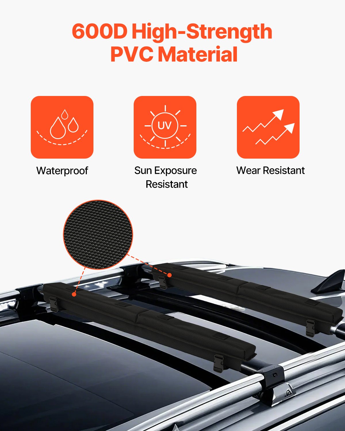 Soft Roof Rack Pads, 30" Universal Car Roof Rack Pad for Various Crossbars, 176LBS Loading Luggage Kayak Carrier with 2 Tie Down Straps, 2 Quick Loop Straps & Storage Bag for SUP Canoe Snowboard