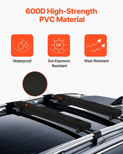 Soft Roof Rack Pads, 30" Universal Car Roof Rack Pad for Various Crossbars, 176LBS Loading Luggage Kayak Carrier with 2 Tie Down Straps, 2 Quick Loop Straps & Storage Bag for SUP Canoe Snowboard