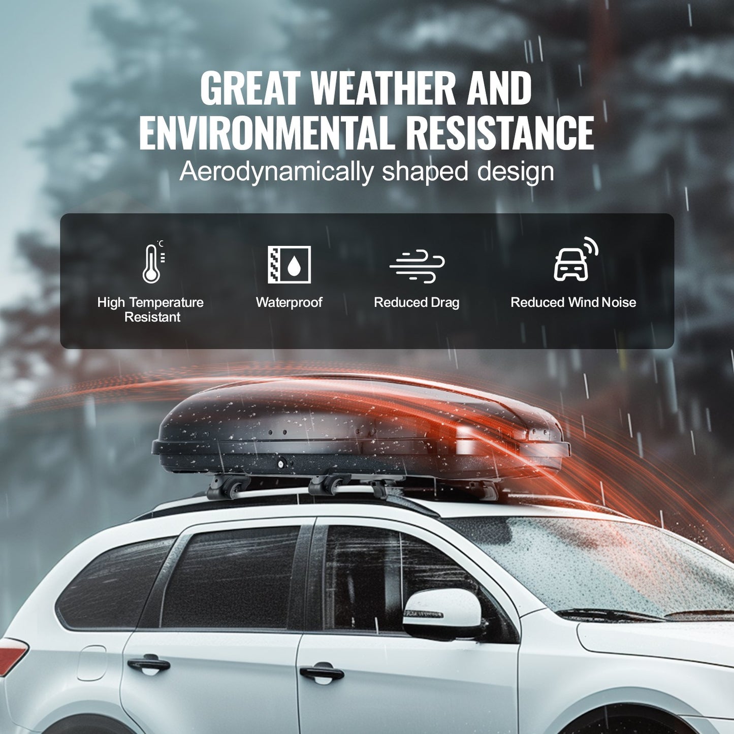 Rooftop Cargo Carrier, 14 Cubic Feet Roof Cargo Box, ABS Hard Shell Roof Box, with Dual-Sided Opening and 2 Reinforced Straps, Aerodynamic, Suitable for most Crossbar, for Car, Wagon, SUV, Black