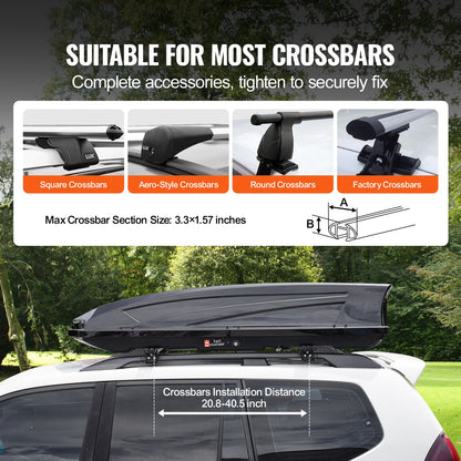 Rooftop Cargo Carrier, 18 Cubic Feet Roof Cargo Box, ABS Hard Shell Roof Box, with Dual-Sided Opening and 2 Reinforced Straps, Aerodynamic, Suitable for most Crossbar, for Car, Wagon, SUV, Black