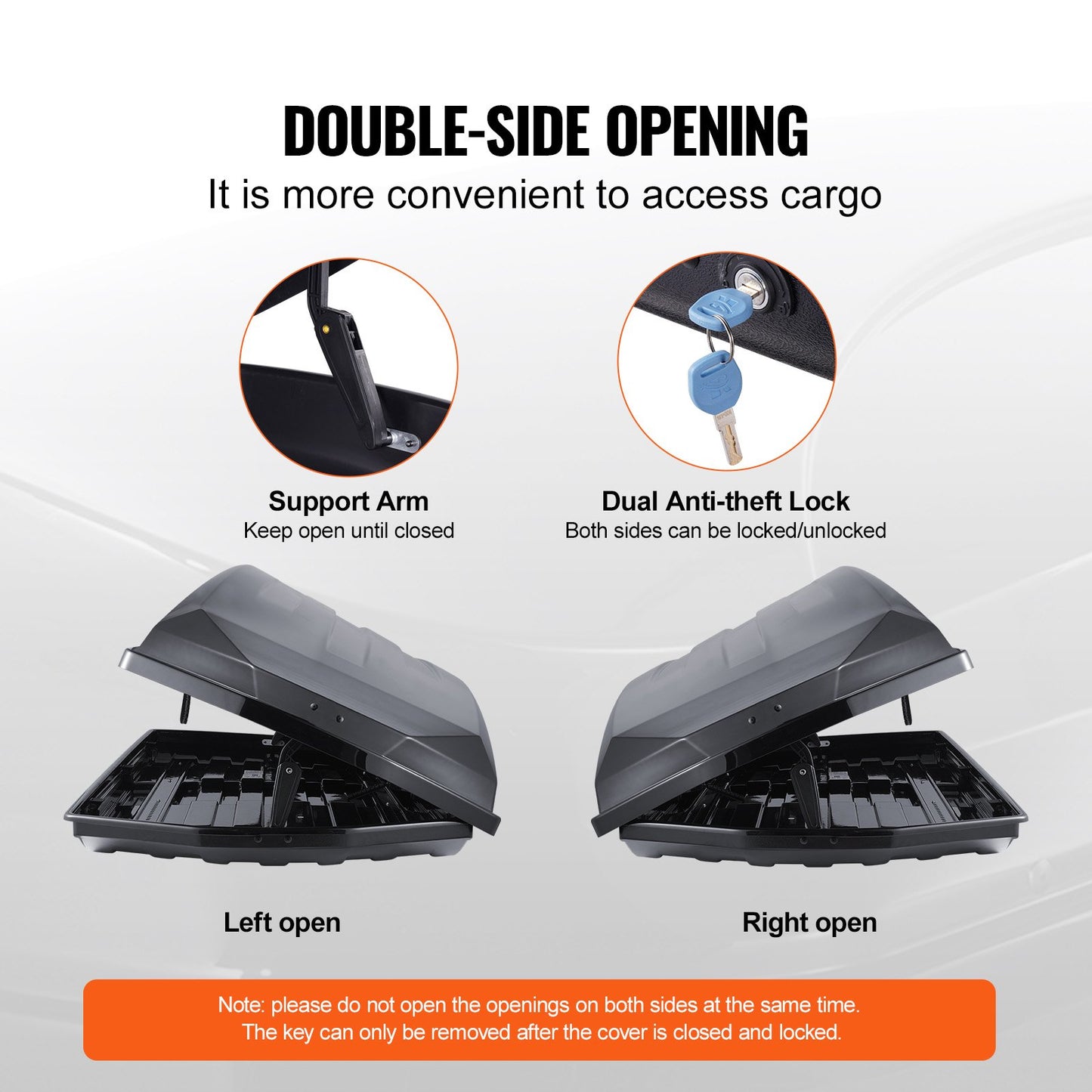 Rooftop Cargo Carrier, 18 Cubic Feet Roof Cargo Box, ABS Hard Shell Roof Box, with Dual-Sided Opening and 2 Reinforced Straps, Aerodynamic, Suitable for most Crossbar, for Car, Wagon, SUV, Black