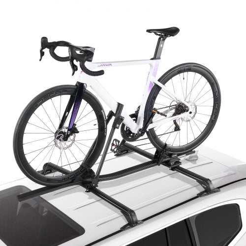 Roof Bike Rack, 15 kg Capacity, Upright Roof Mount Bicycle Rack with Secure Locking System for Most Standard Crossbars, Aluminum Upright Rooftop Bike Rack, 1 Bike Carrier for Car SUV, Black