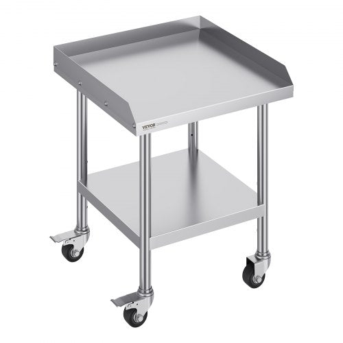 Stainless Steel Work Table 61x61 cm Commercial Food Prep Table W/ 4 Casters