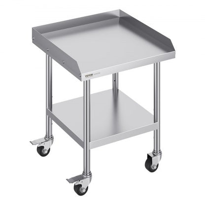 Stainless Steel Work Table 61x61 cm Commercial Food Prep Table W/ 4 Casters