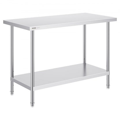 Stainless Steel Work Prep Table Commercial Worktable Food Prep 61x122x86 cm
