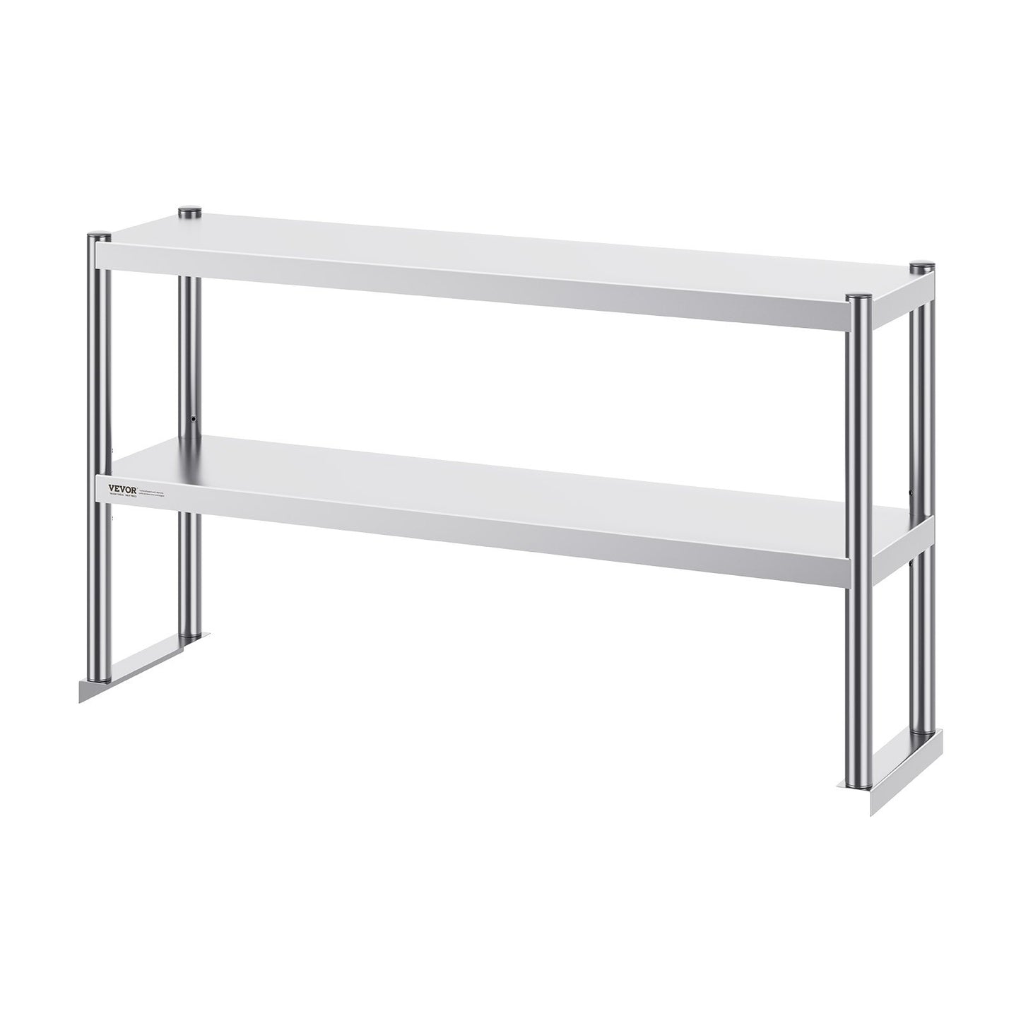 Double Overshelf, Double Tier Stainless Steel Overshelf, 12 x 48 Inch Double Deck Overshelf, Height Adjustable Overshelf Prep Work Table for Kitchen, Restaurant and Workshop