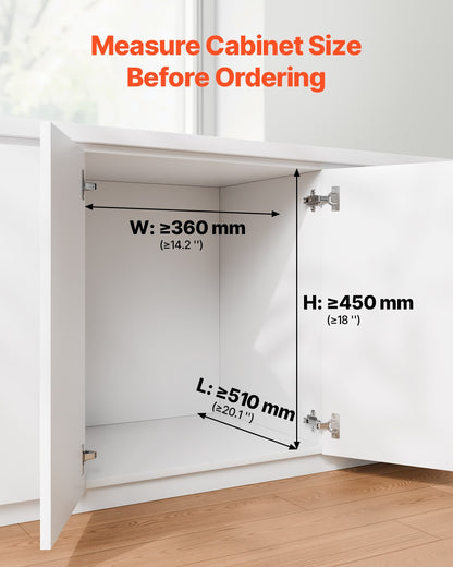 Pullout Trash Can for Kitchen Cabinets, 20+10+10L Double Under Sink Garbage Waste Recycling Bin, Under Mount Waste Container, with Heavy Duty Metal Full Extension Sliding System and Handle