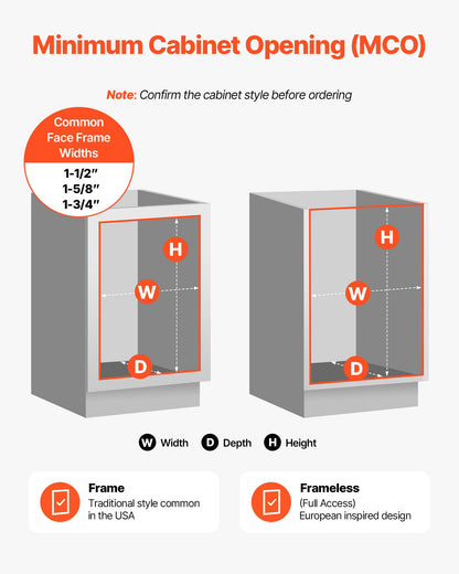 Pullout Trash Can for Kitchen Cabinets, Double Under Sink Garbage Waste Recycling Bin, Under Mount Waste Container, with Heavy Duty Metal Full Extension Sliding System and Handle