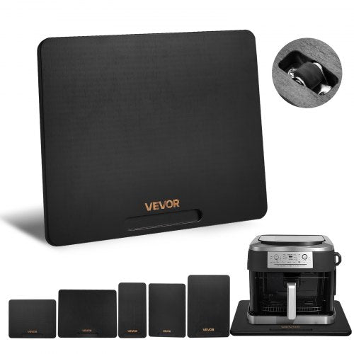 Apparatglidare, medelstor 13 x 16 tum, rullande glidbricka med tysta gummihjul och ihåligt handtag, lätt att rengöra, rullande bricka för kaffebryggare, köksbänkskiva, svart