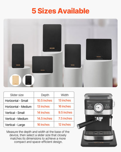 Appliance Slider, Small 14 x 9.5-inch, Rolling Sliding Tray with Silent Rubber Wheels & Hollow Handle, Easy to Clean, Appliance Rolling Tray for Coffee Maker, Kitchen Countertop, Black