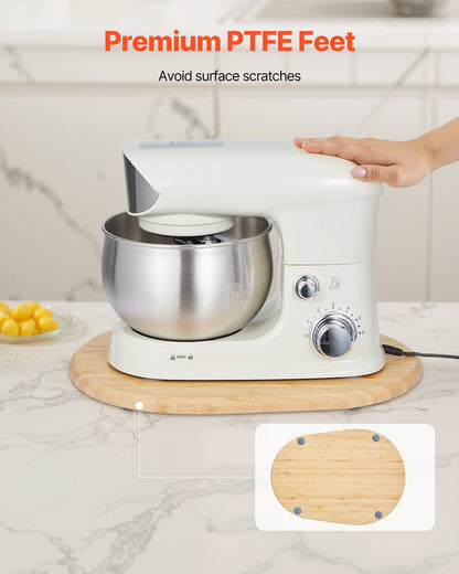 Mixer Slider, Oval 15.7 x 11.1-inch, Appliance Slider Compatible with Tilt Head 5.5-8 Qt Stand Mixer, PTFE Feet, Kitchen Countertop Storage Mover Sliding Tray, Natural Wood