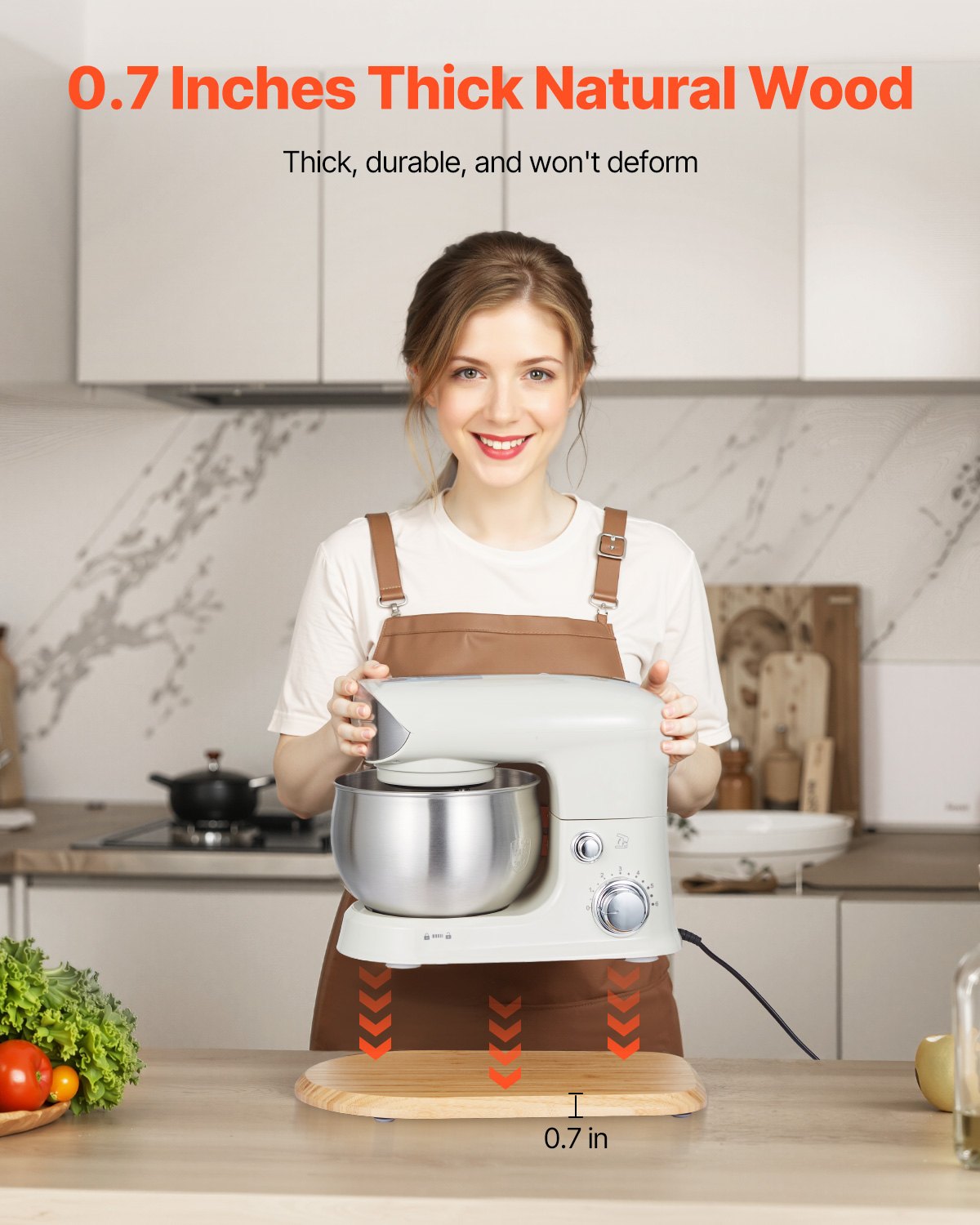 Mixer Slider, Oval 14.5 x 9.4-inch, Appliance Slider Compatible with Tilt Head 4.5-5 Qt Stand Mixer, PTFE Feet, Kitchen Countertop Storage Mover Sliding Tray, Natural Wood