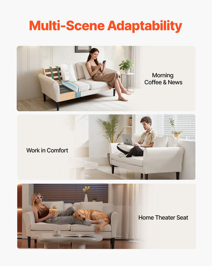 Loveseat Sofa, 176 cm Small Sofa Couch for Living Room, Velvet Fabric 2-Seats Couch with Sinuous Spring, Soft Cushions and Sturdy Frame, Comfy Loveseat for Bedroom, Office or Apartment, White