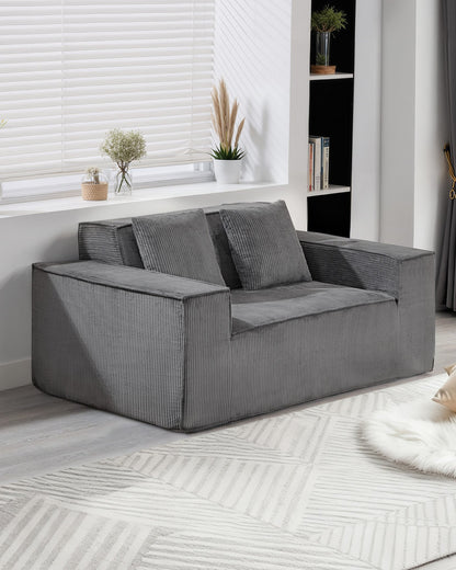 Loveseat Sofa, 160 cm 2-Seats Couch for Living Room, Modern Small Corduroy Couch with Pocket Springs, Soft Cushions, Comfy Loveseat for Bedroom, Office or Apartment, No Assembly Required, Gray