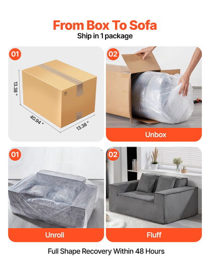 Loveseat Sofa, 160 cm 2-Seats Couch for Living Room, Modern Small Corduroy Couch with Pocket Springs, Soft Cushions, Comfy Loveseat for Bedroom, Office or Apartment, No Assembly Required, Gray