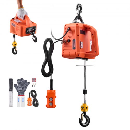 3-in-1 Electric Hoist Winch, 700 kg Capacity, 1500W Portable Power Winch Crane, 7.6 m Lifting Height, 5 m/min with Manual, Wired and Wireless Remote Control for Factory, Warehouss, Garage