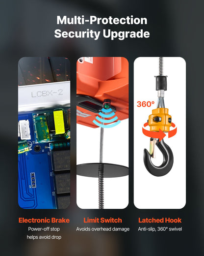 3-in-1 Electric Hoist Winch, 700 kg Capacity, 1500W Portable Power Winch Crane, 7.6 m Lifting Height, 5 m/min with Manual, Wired and Wireless Remote Control for Factory, Warehouss, Garage