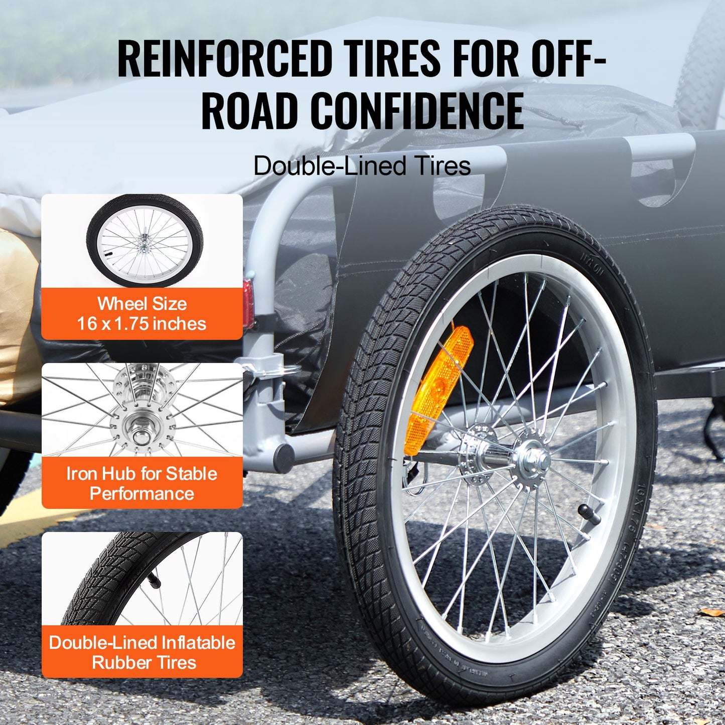 Bike Cargo Trailer, 100 lbs Load Capacity, Heavy-Duty Bicycle Wagon Cart, Foldable Compact Storage & Quick Release with Universal Hitch, 16" Wheels, Safe Reflectors, Fits 22"-28" Bike Wheels