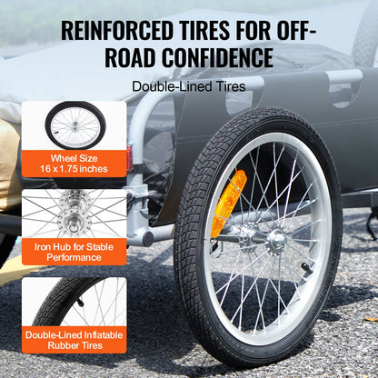 Bike Cargo Trailer, 100 lbs Load Capacity, Heavy-Duty Bicycle Wagon Cart, Foldable Compact Storage & Quick Release with Universal Hitch, 16" Wheels, Safe Reflectors, Fits 22"-28" Bike Wheels