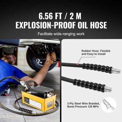 689 bar (10 000 PSI) lufthydraulisk pump, 1,6 l (0,42 gal) behållare, NPT 9,5 mm (3/8 tum) oljeutlopp, NPT 6,4 mm (1/4 tum) inlopp, luftdriven pedalfotpump med aluminiumhölje, för bilreparationsramsmaskin och hydraulpress