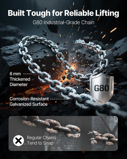 Manual Lever Chain Hoist, 1-1/2T 1500KG Capacity Heavy Duty Come Along, 3M Lift G80 Alloy Steel Chain With Dual Pawl Mechanical Brake, 360° Rotating Hooks, for Warehouse Construction Garage