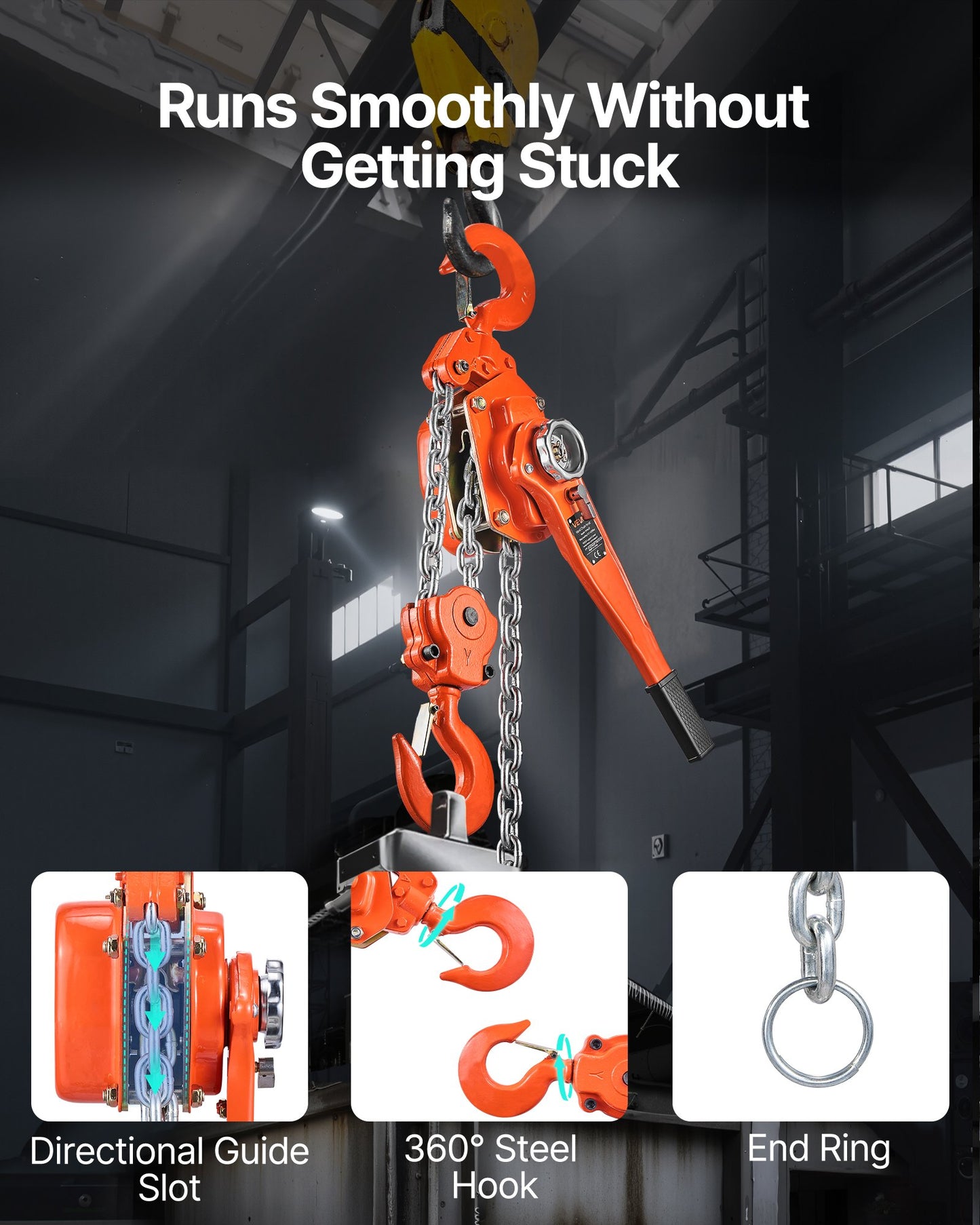 Manual Lever Chain Hoist, 6T 6000KG Capacity Heavy Duty Come Along, 6M Lift G80 Alloy Steel Chain With Dual Pawl Mechanical Brake, 360° Rotating Hooks, for Warehouse Construction Garage