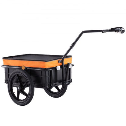 Bike Cargo Trailer, 88 lbs/39.9 kg Load Capacity, Heavy-Duty Bicycle Wagon Cart, Foldable Compact Storage with Universal Hitch, Waterproof Cover, 16" (40.6 cm) Wheels, Safe Reflectors, Fits 24"-28" (61-71 cm) Bike Wheels