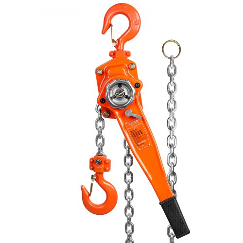Manual Lever Chain Hoist, 1-1/2 Ton 1496.9 kg Capacity 6.1m Come Along, G80 Galvanized Carbon Steel with Weston Double-Pawl Brake, Auto Chain Leading & 360° Rotation Hook, for Garage Factory Dock