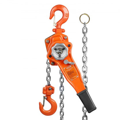 Manual Lever Chain Hoist, 3/4 Ton 748 kg Capacity 3.1m Come Along, G80 Galvanized Carbon Steel with Weston Double-Pawl Brake, Auto Chain Leading & 360° Rotation Hook, for Garage Factory Dock